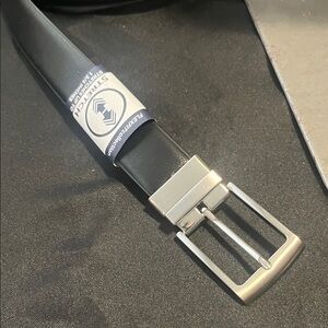 Silver Buckle Reversible Black/Brown Leather Belt